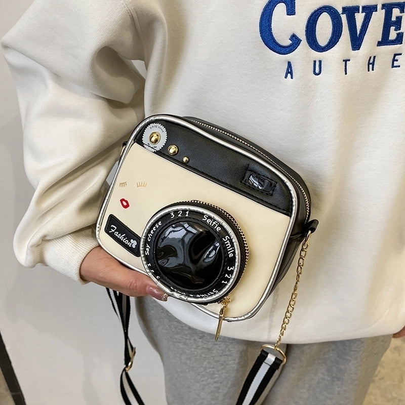 Unisex Medium Geometric Square Zipper Camera Bag