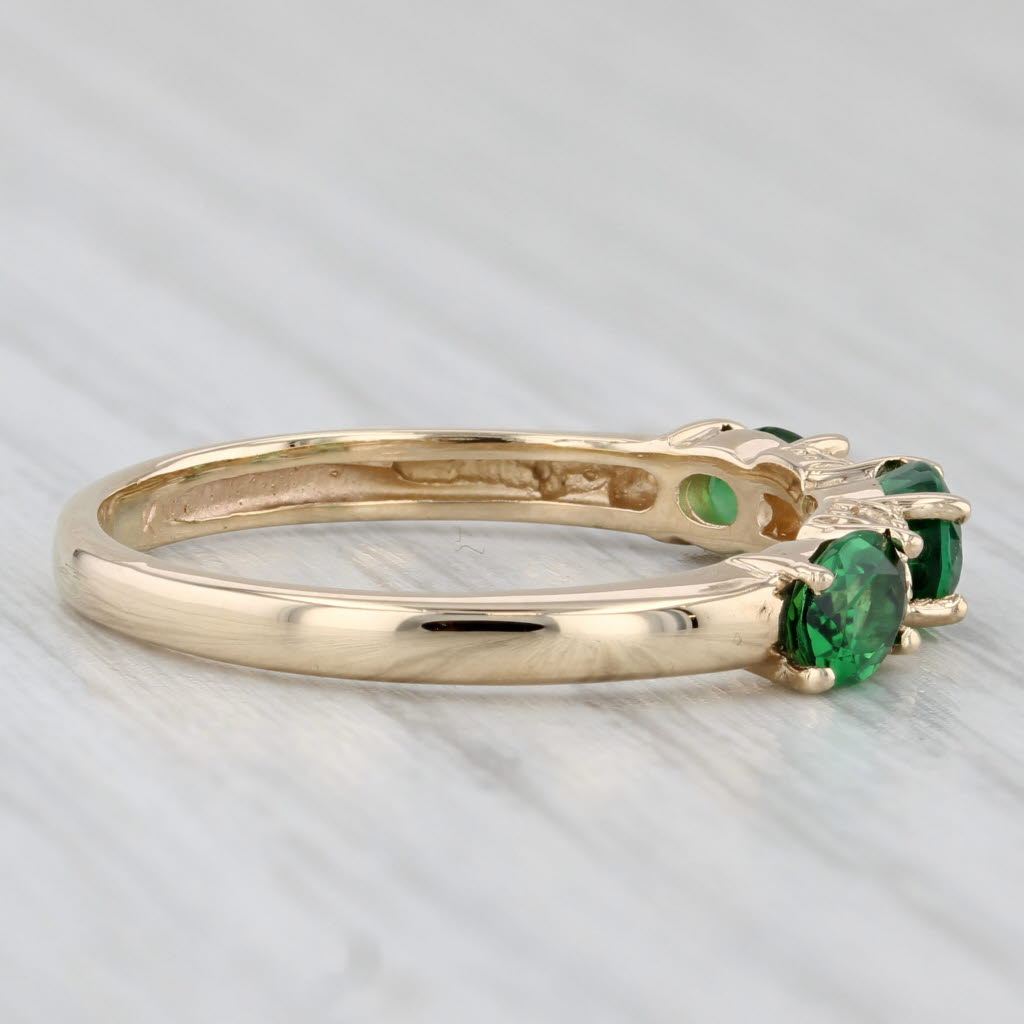 0.88ctw Green Chrome Diopside Diamond Ring 14k Yellow Gold Stackable Size 8.75