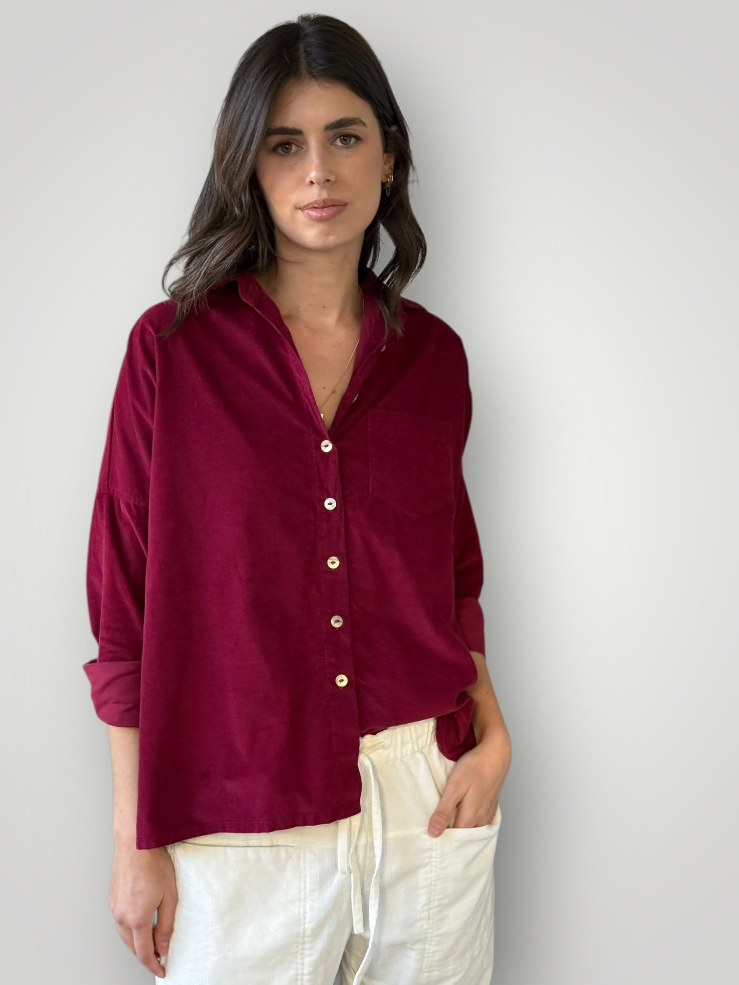 rosie shirt - merlot cord