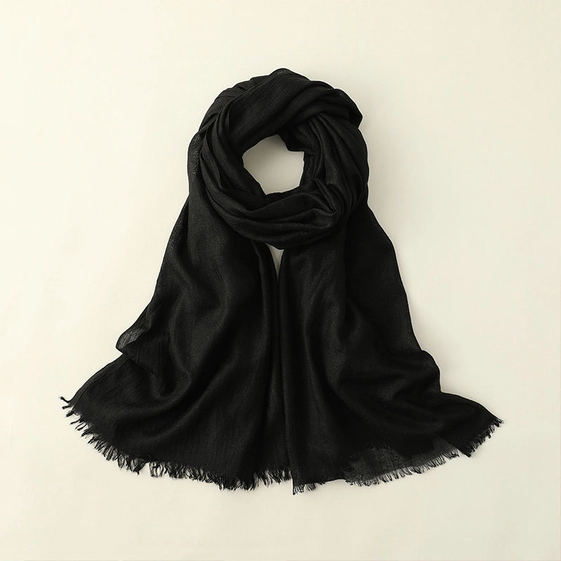 Women's Elegant Solid Color Cotton Silk Scarves