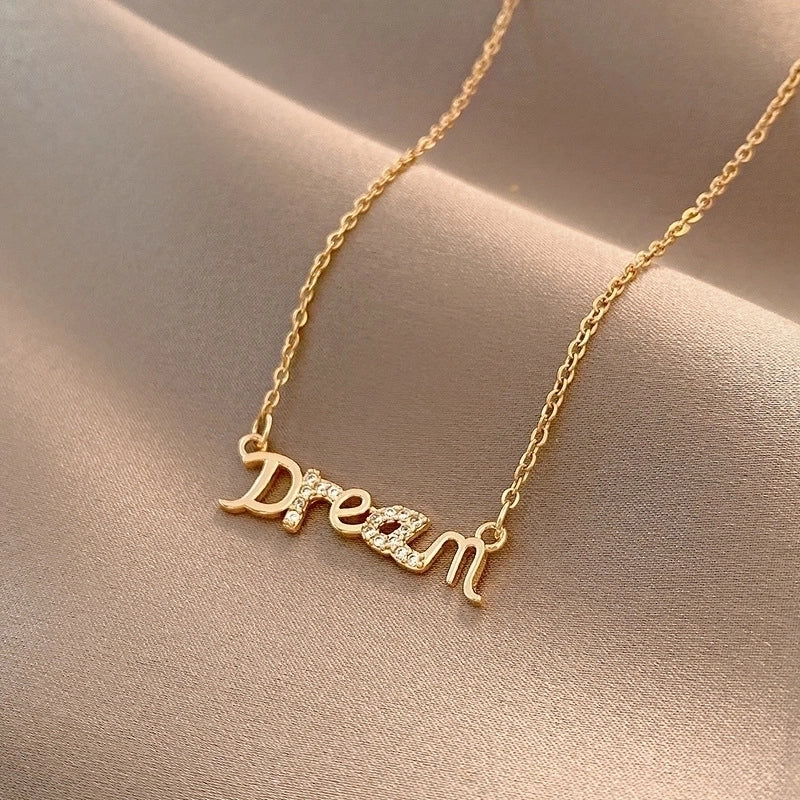 Elegant Minimalist Geometric Titanium Steel Plating Inlay Artificial Pearls Shell Zircon Necklace
