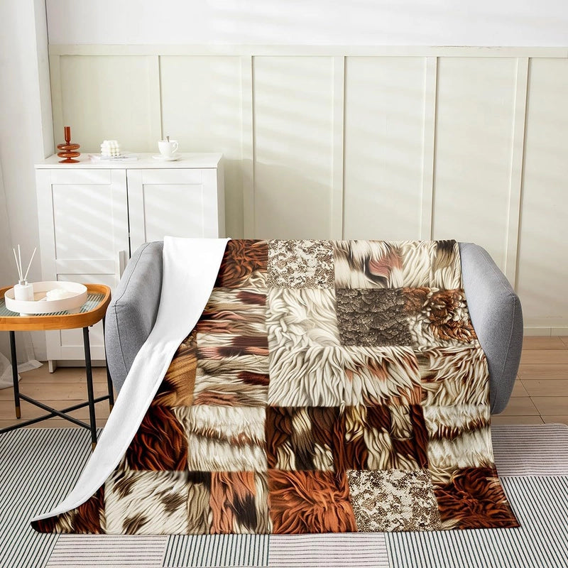 Casual Cow Pattern Color Block Polyester Blanket Couch & Sofa Decor