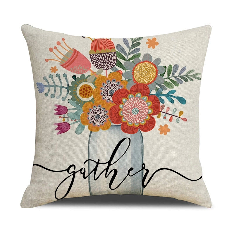 Minimalist Letter Color Block Linen Pillow Cases