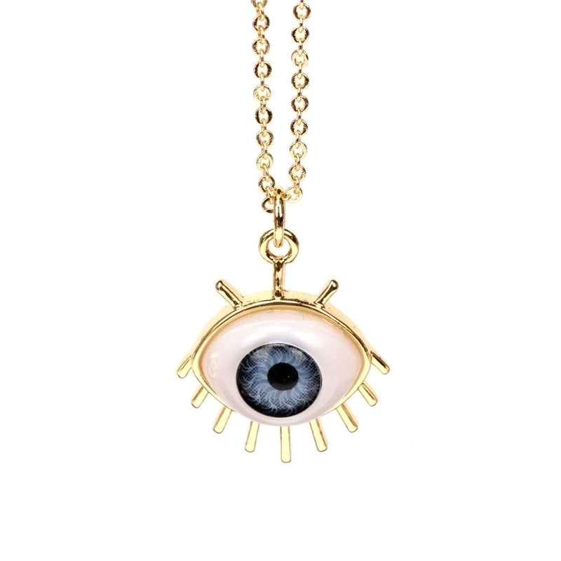 Plastic Copper Cable Chain Devil's Eye Pendant Necklace