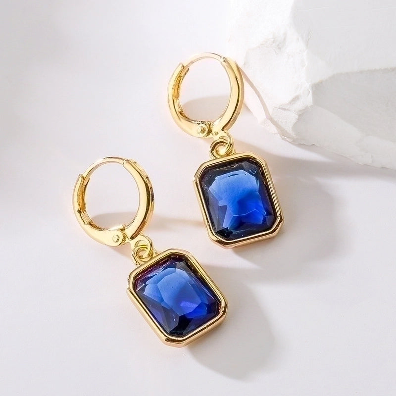 1 Pair Fashion Geometric Plating Copper Zircon 18k Gold Plated Earrings