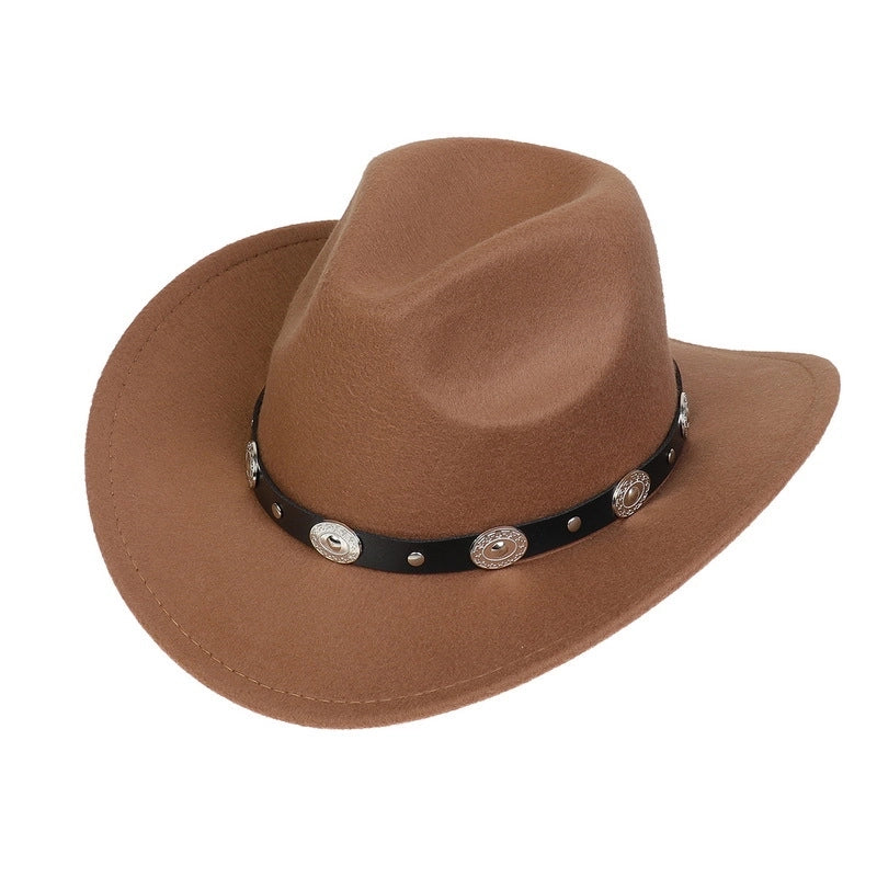 Tibetan Western Denim Top Hat Spring And Autumn New Jazz Hat Big Brim Five-pointed Star Belt Accessories Felt Hat For Men And Women