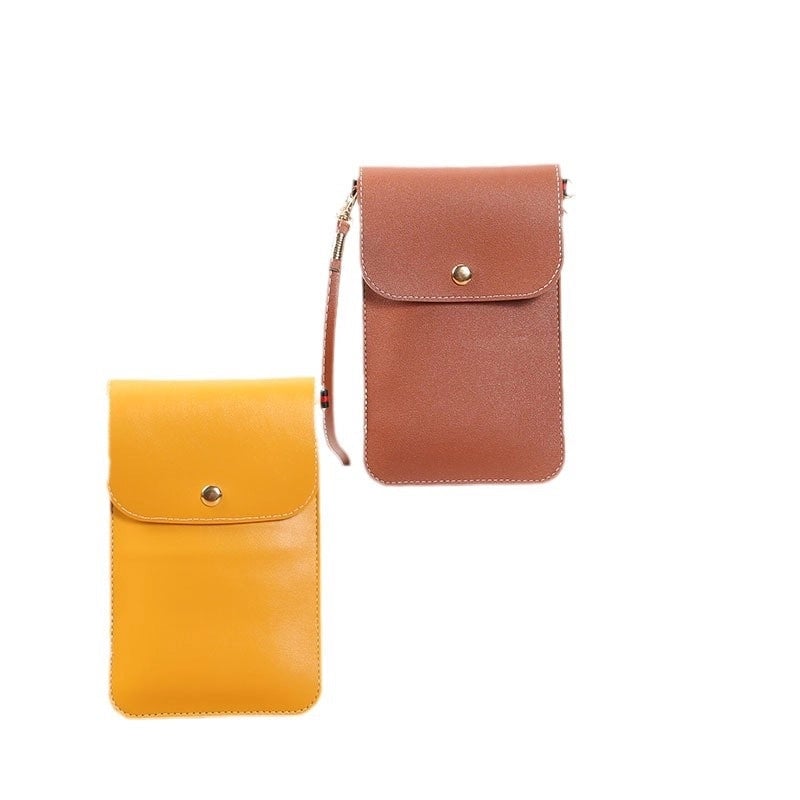 Women's Pu Leather Solid Color Basic Sewing Thread Square Magnetic Buckle Phone Wallets