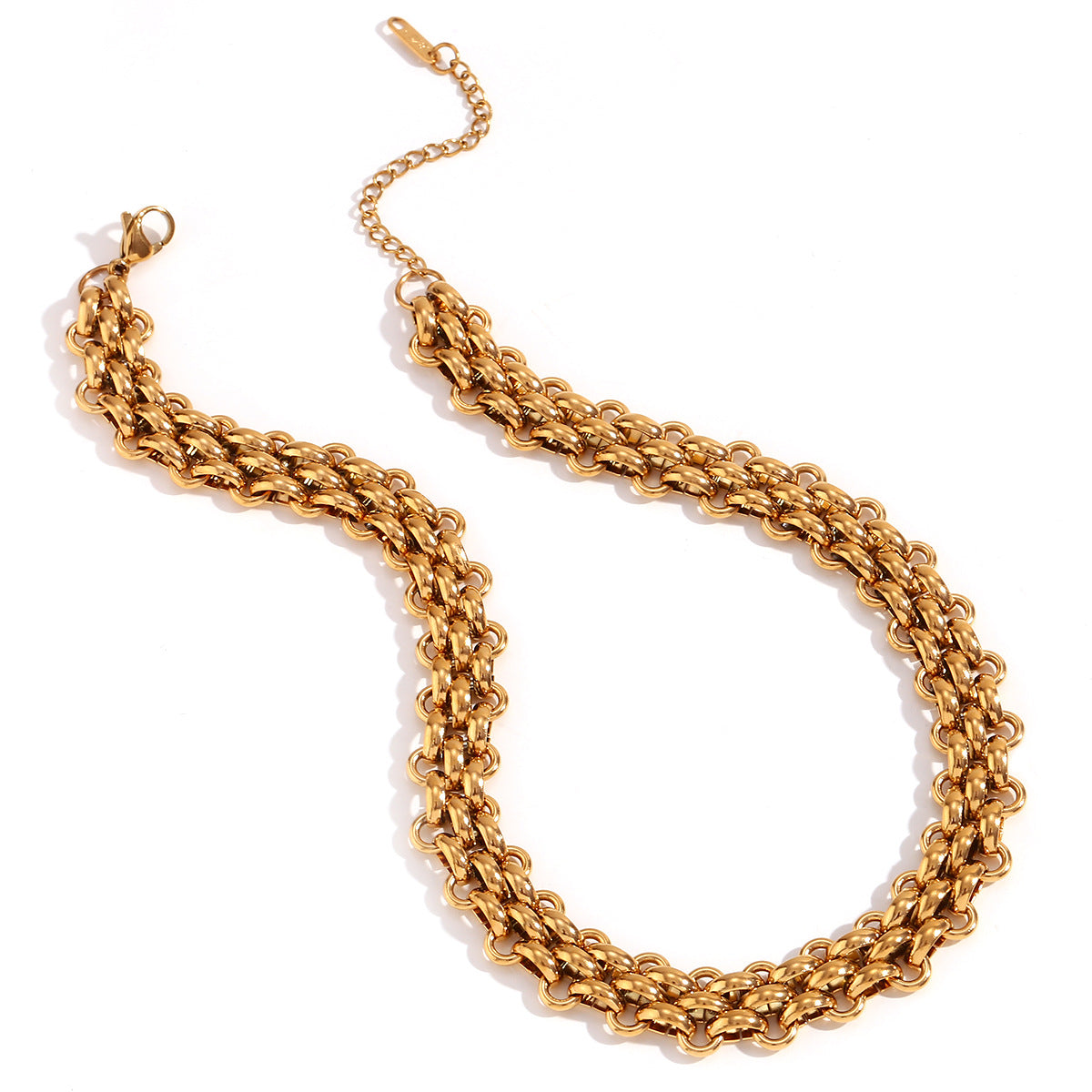 Minimalist Quadrilateral Stripe Geometric Stainless Steel 18K Gold Plated Necklaces