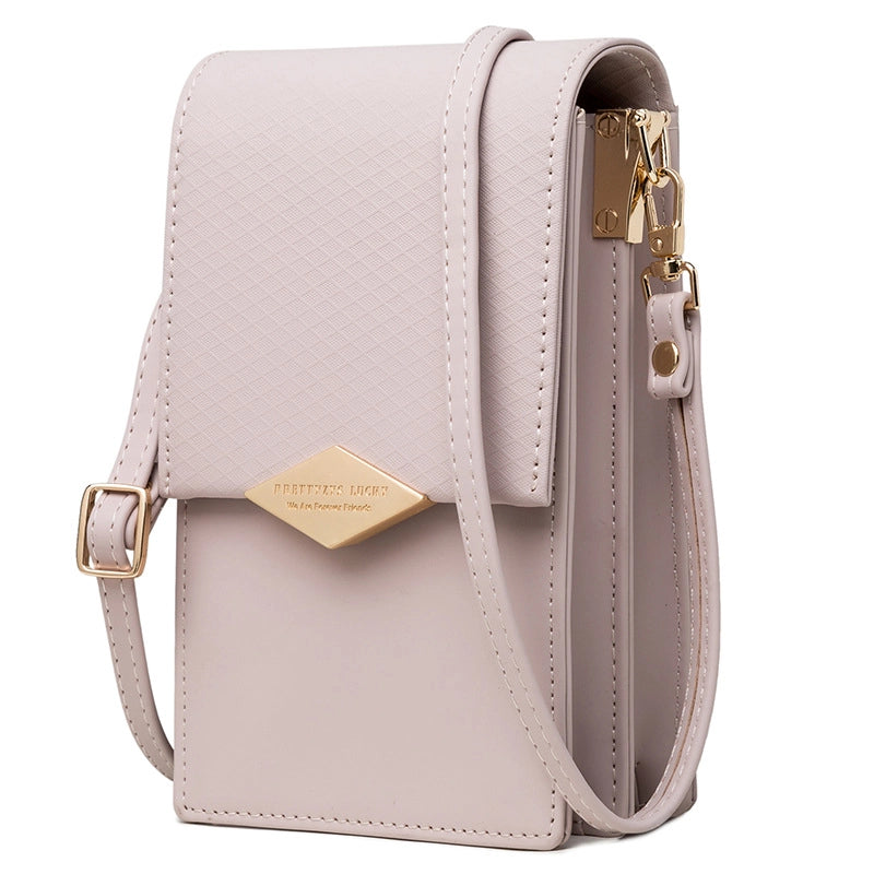 Cross-border Mobile Phone Bag Female Japanese And Korean Partysu Verticle Square Metal Buckle Simple Shoulder Bag