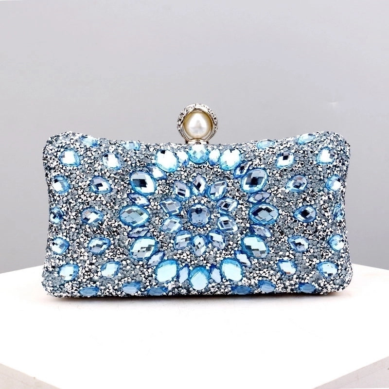 Green Blue Pink Pu Leather Polyester Flower Pillow Shape Evening Bags