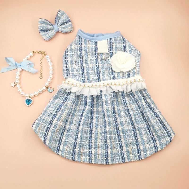 Cute Polyester Plaid Bow Knot Pet Clothing