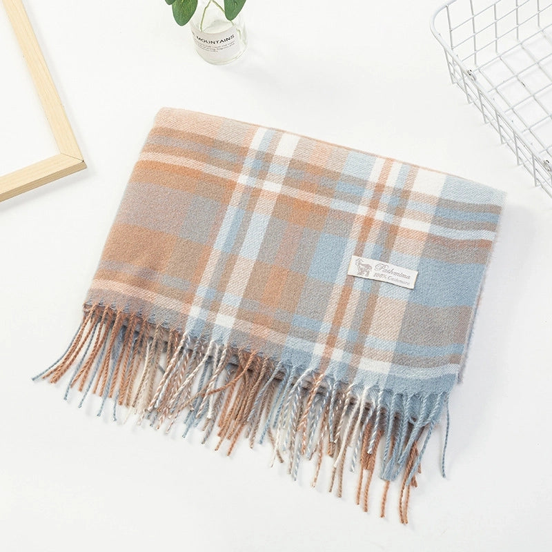 Scarf New Cashmere Color Scarf Women's Autumn And Winter Plaid Scarf Tassel Shawl Scarf