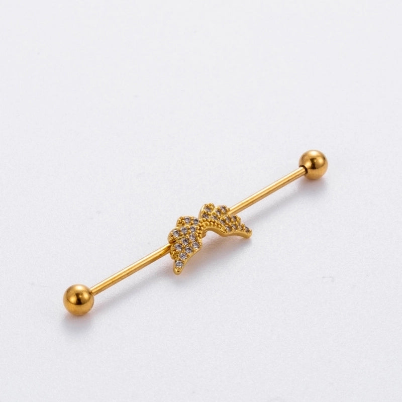 1 Piece Ear Cartilage Rings & Studs Vintage Style Heart Shape Wings Flower 316L Stainless Steel  Copper Plating Inlay Zircon
