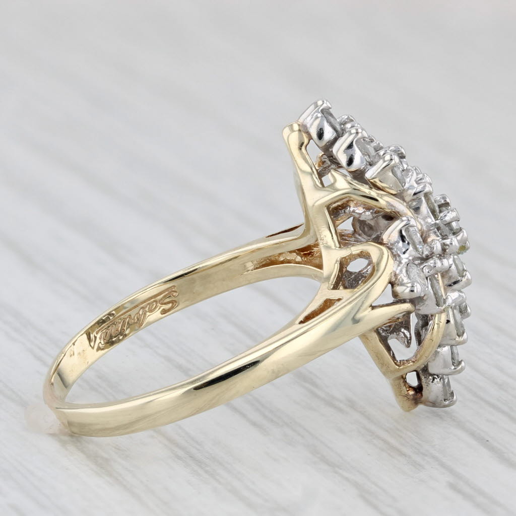 0.75ctw Diamond Cluster Ring 10k Yellow Gold Size 8 Cocktail