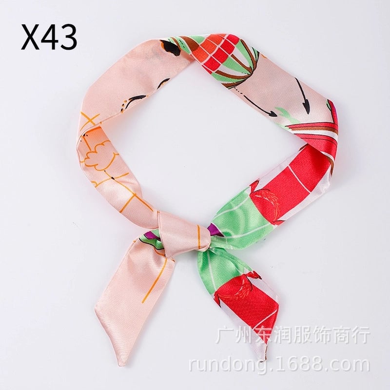 Silk Scarf Long Beveled Small Silk Scarf Double-layer Hair Belt Ribbon Decoration Tie Bag Hand Gift Box Silk Scarf