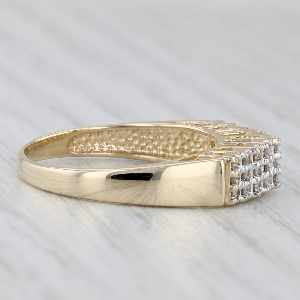0.27ctw Diamond Rooftop Tiered Ring 10k Yellow Gold Size 8 Stackable Anniversary