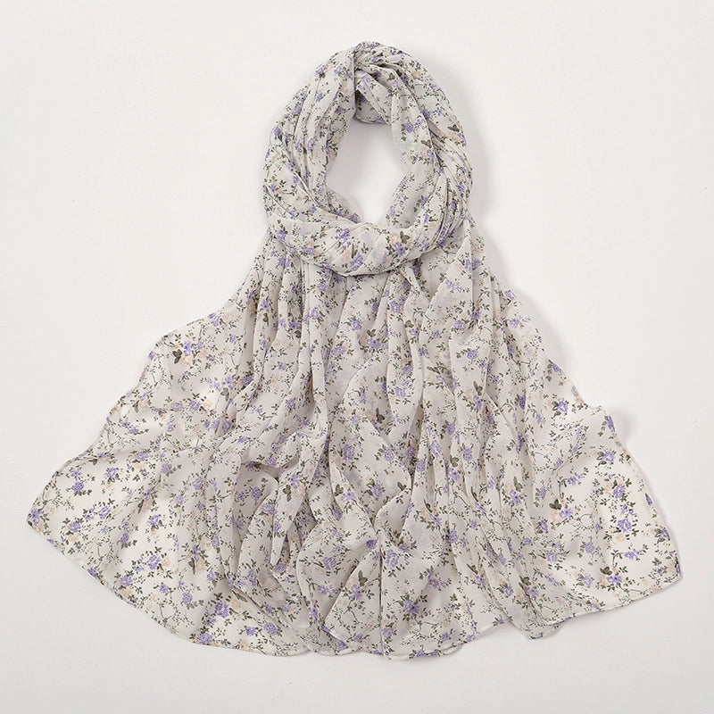 Women's Elegant Sweet Flower Polyester Scarf Shawl