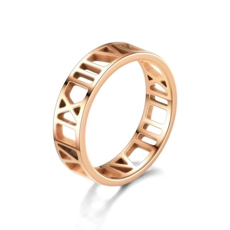 New Simple Stainless Steel Roman Cut Ring