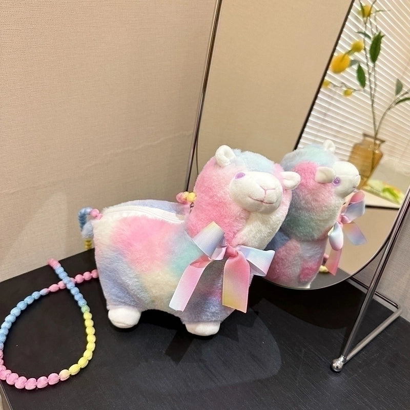 Women's Small All Seasons Plush Animal Cute Square Zipper Shoulder Bag