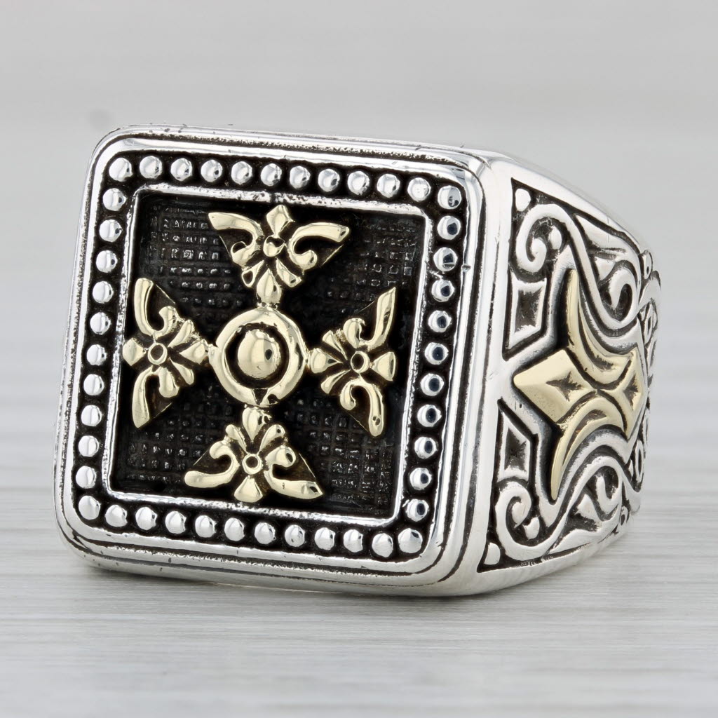 Konstantino Cross Ring Sterling Silver Bronze Size 10 Men's Signet