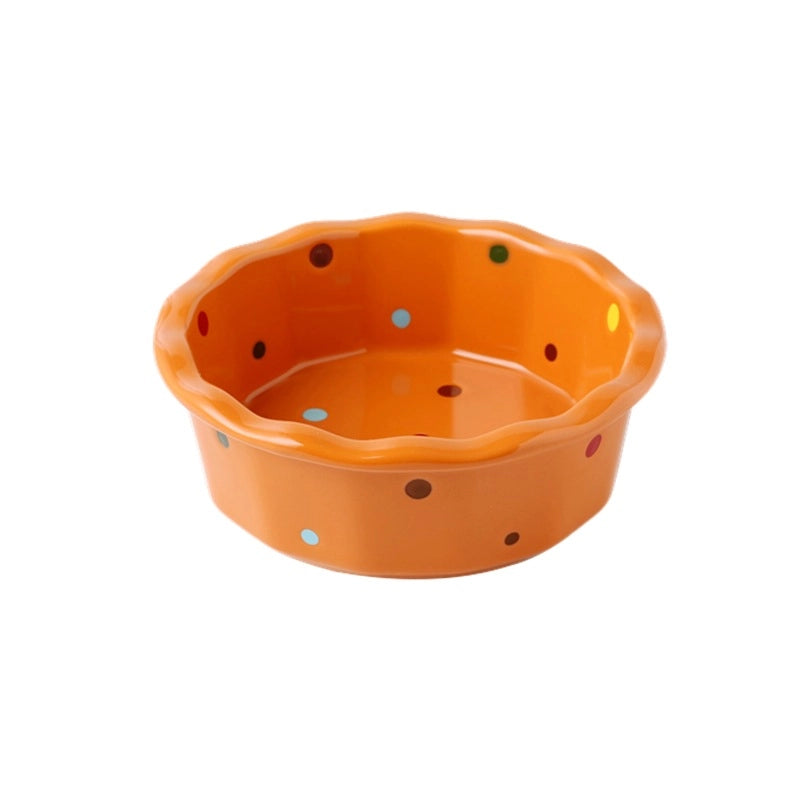 Ceramic Cat Bowl Stand Neck Protection Anti-black Chin Feeding Bowl Small Dog Teddy Inclined Cat Food Supplies