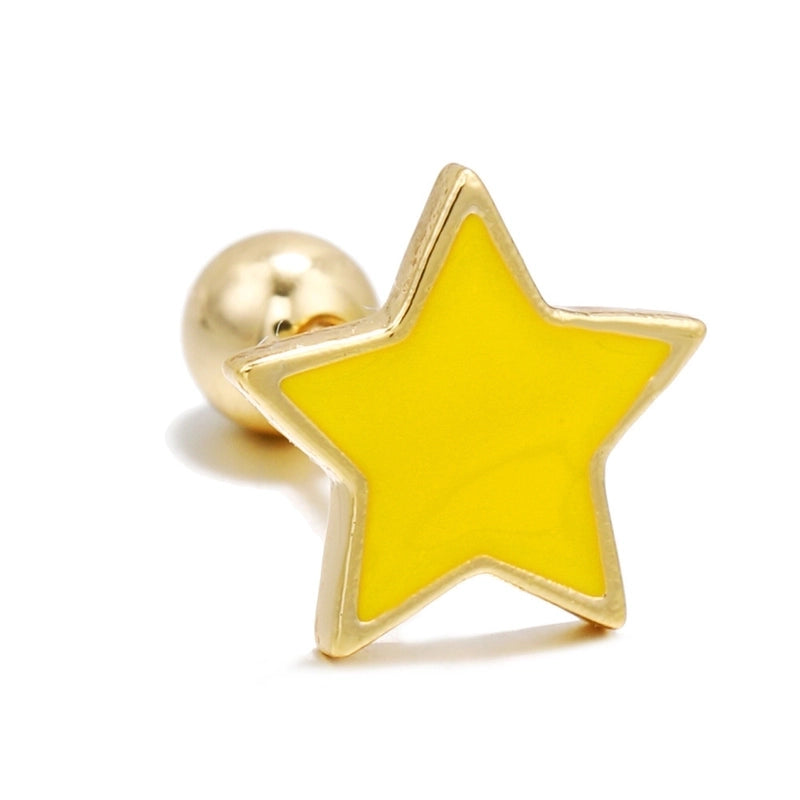 Ear Cartilage Rings & Studs Minimalist Star Brass No Inlaid