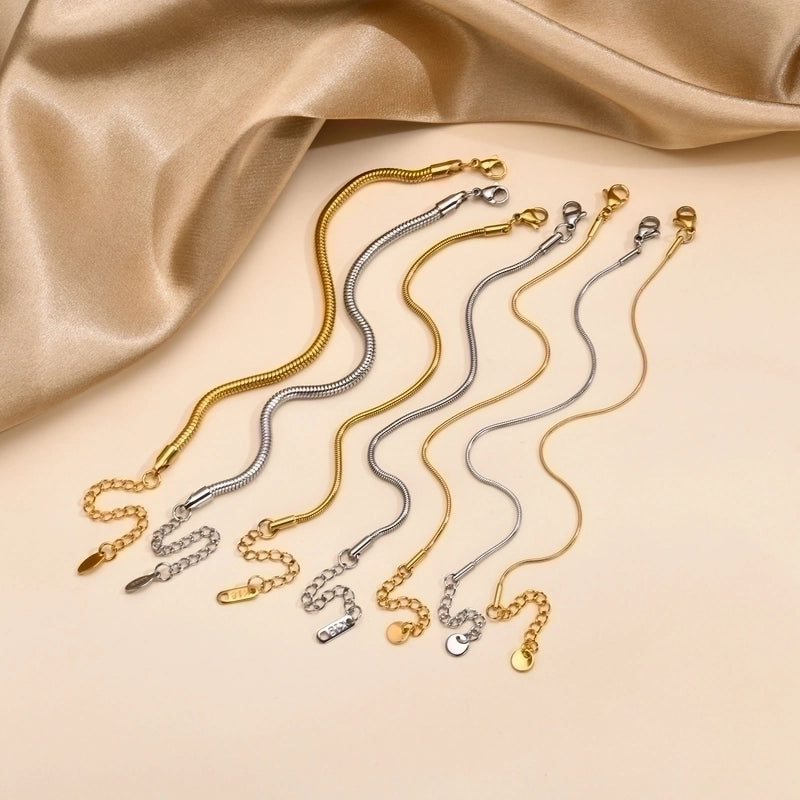 IG Style Minimalist Solid Color 201 Stainless Steel 18K Gold Plated Bracelets In Bulk