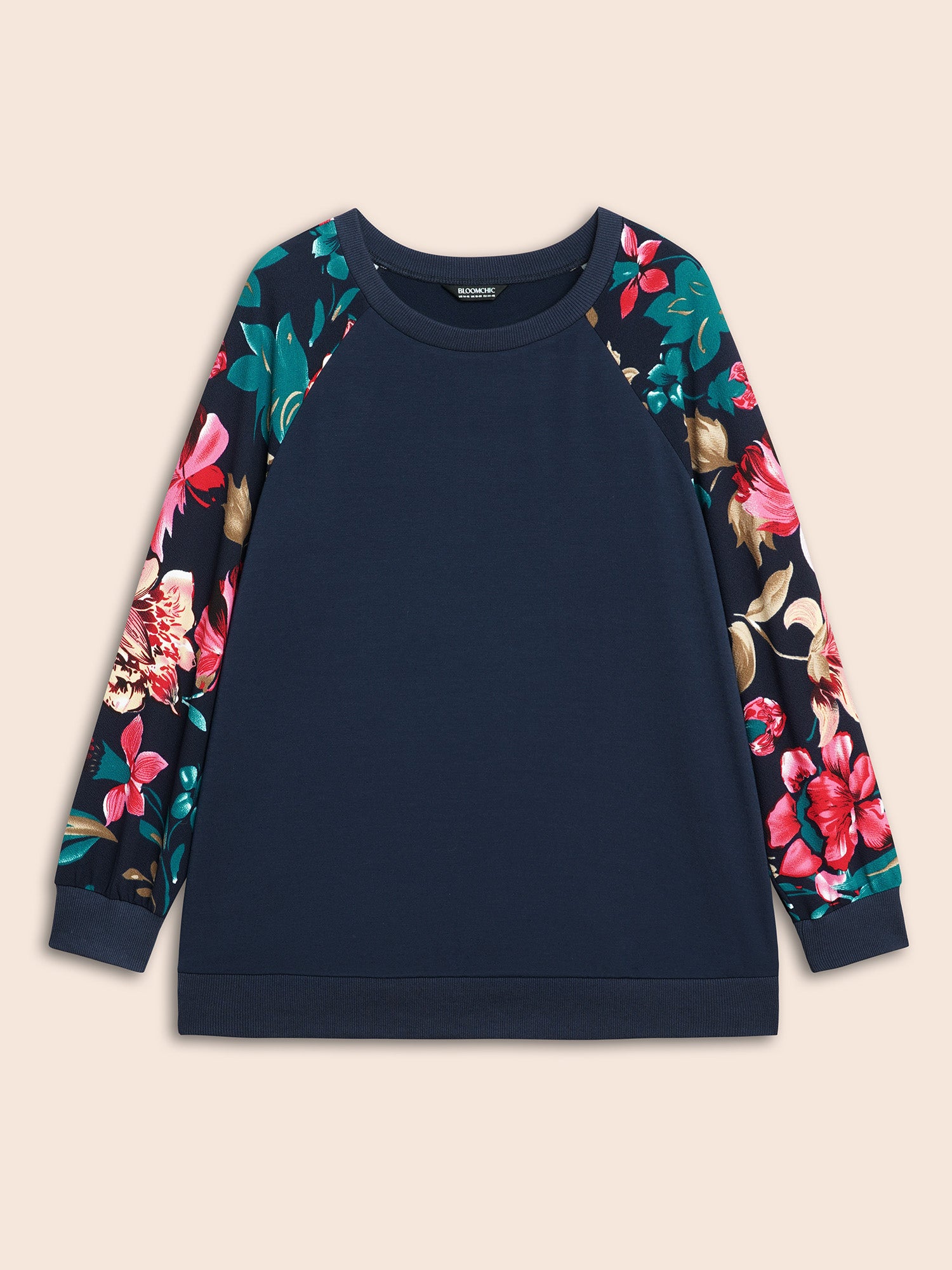 Floral Patchwork Raglan Sleeve Sweatshirt