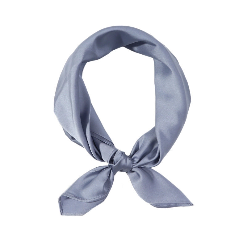 Spring And Autumn Summer Silk Scarf Small Square Solid Color Scarf Women's Tie Bag Silk Scarf Fashionable Elegant Ribbon