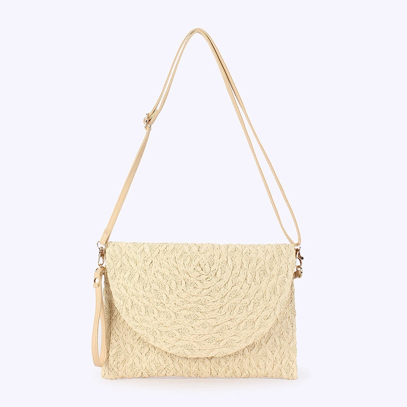 Women's Small Straw Geometric Streetwear Flip Cover Straw Bag