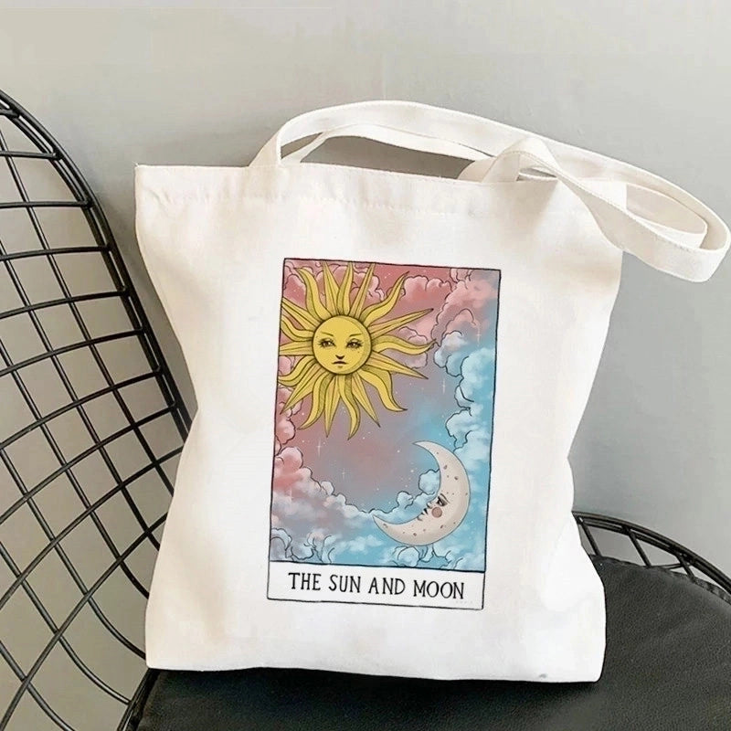 Women's Minimalist Sun Moon Shopping Bags