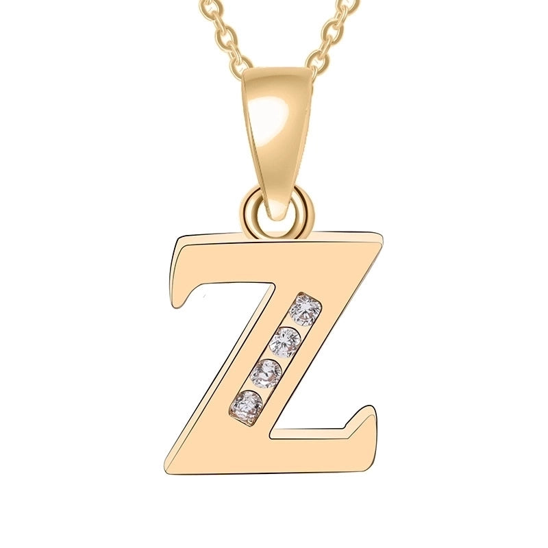 Minimalist Letter Copper Plating Inlay Zircon Pendant Necklace