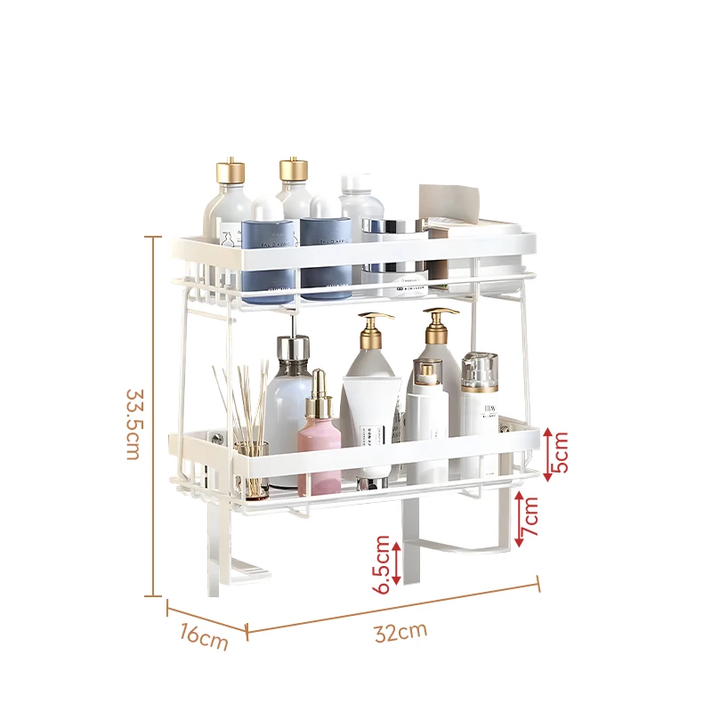 Bathroom Metal 2 Layers Organizer Shower Caddy Holder Over The Toilet Storage Shelf Rack