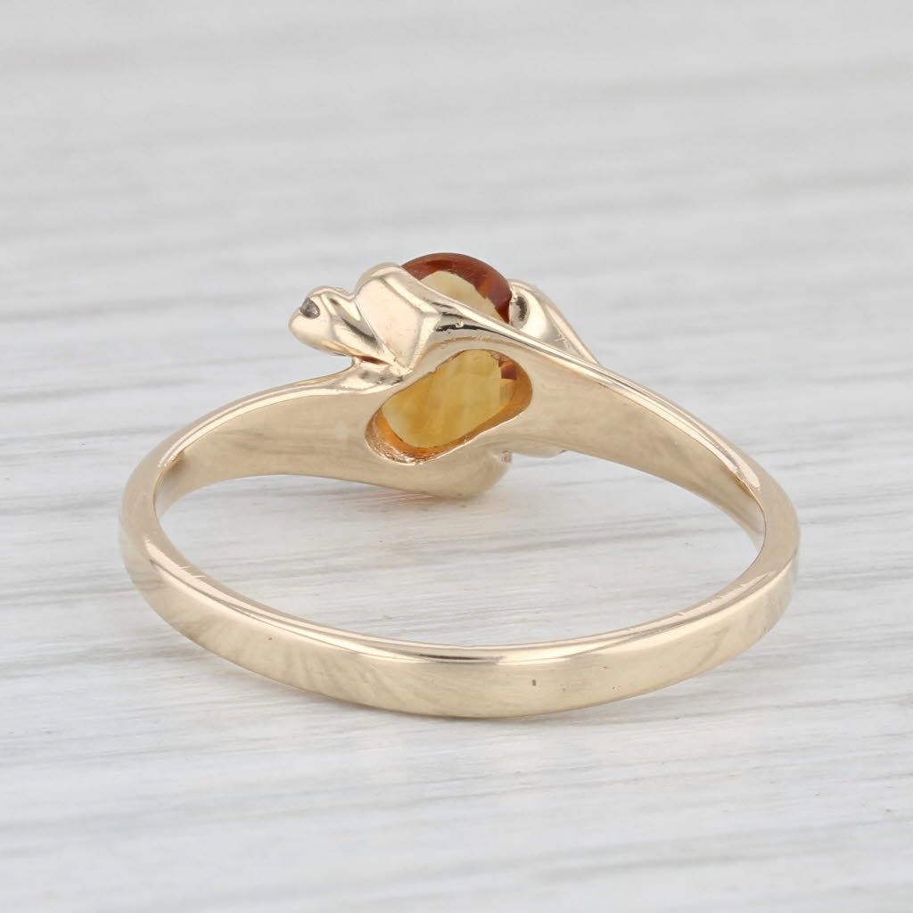 0.70ct Oval Citrine Solitaire Ring 10k Yellow Gold Size 6.25 Diamond Accents