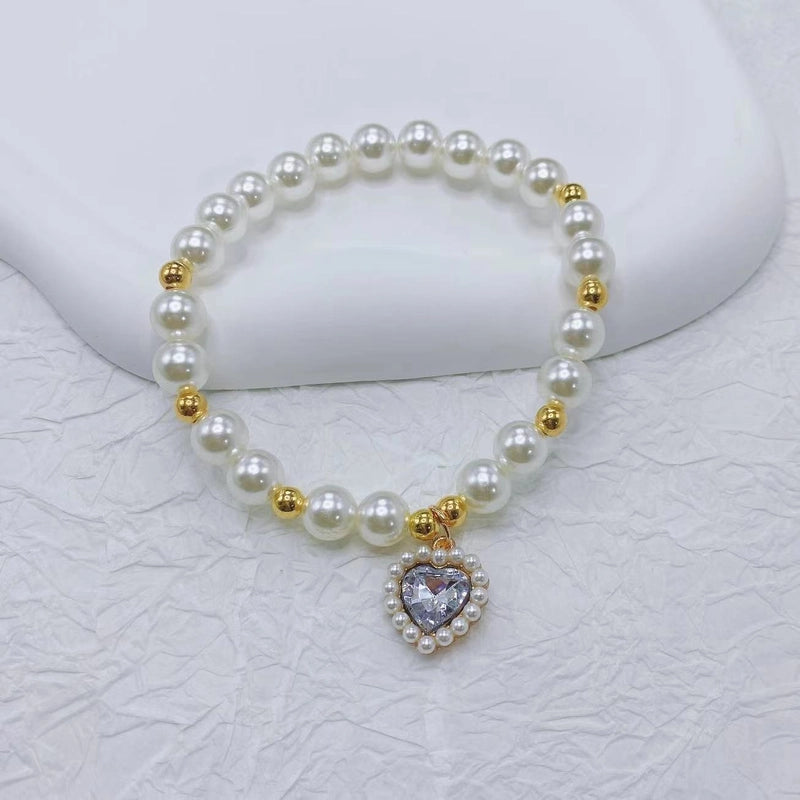 Sweet Imitation Pearl Heart Shape Pet Collar