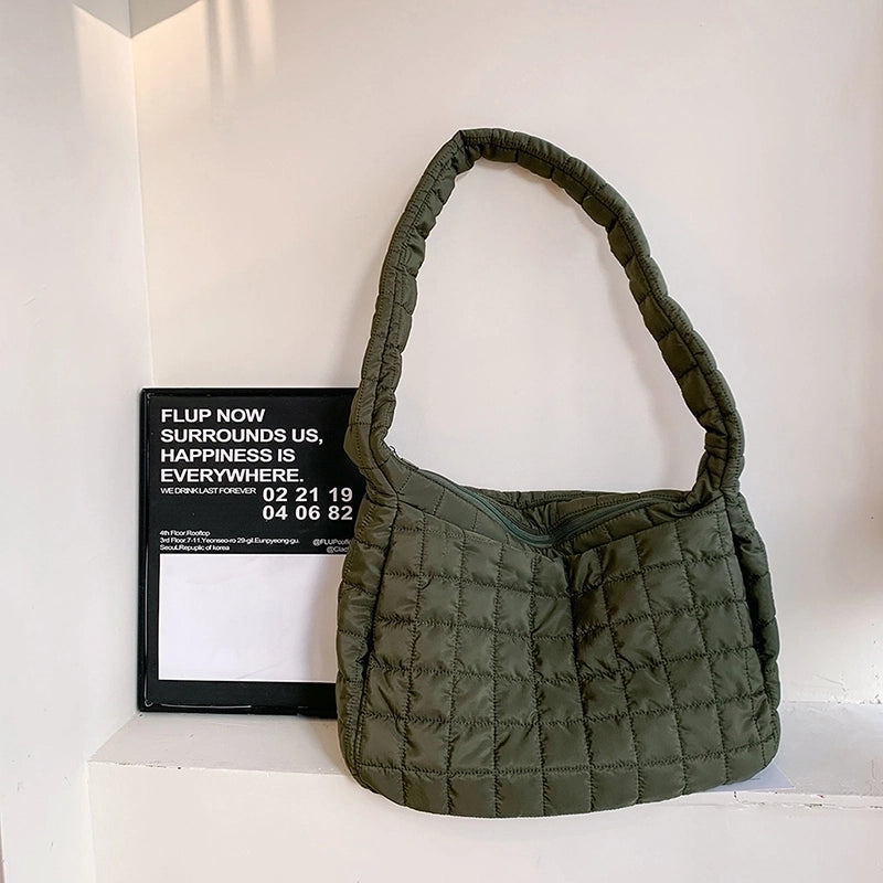 Women's Nylon Solid Color Basic Pillow Shape Zipper Shoulder Bag Crossbody Bag