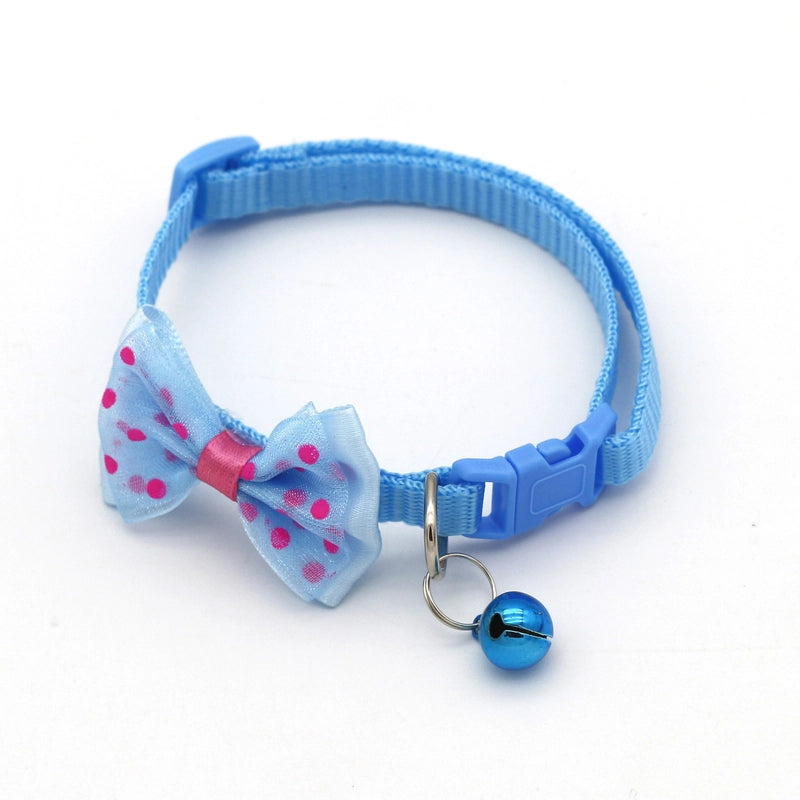 Pet Collar Multi-color Optional Puppy Teddy Collar Kitten Bow Collar Colorful Bell Adjustable