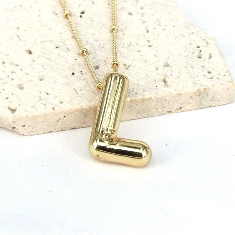 Minimalist Classic Style Letter Copper 18k Gold Plated Pendant Necklace In Bulk