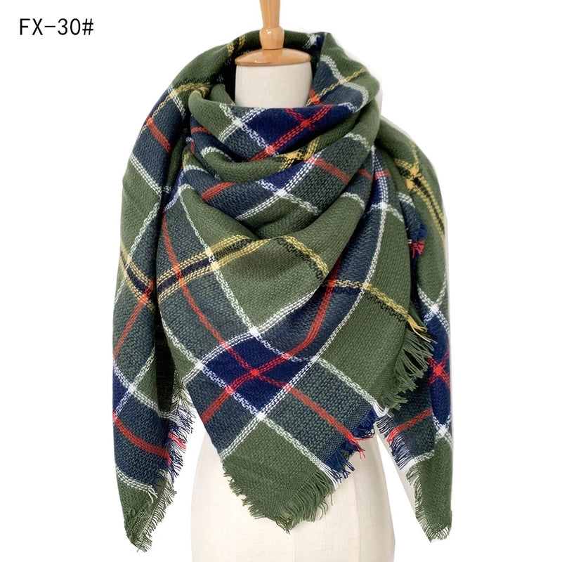 Autumn And Winter New Scarf Cashmere Acrylic Black Beige Plaid Square Scarf Women's Shawl