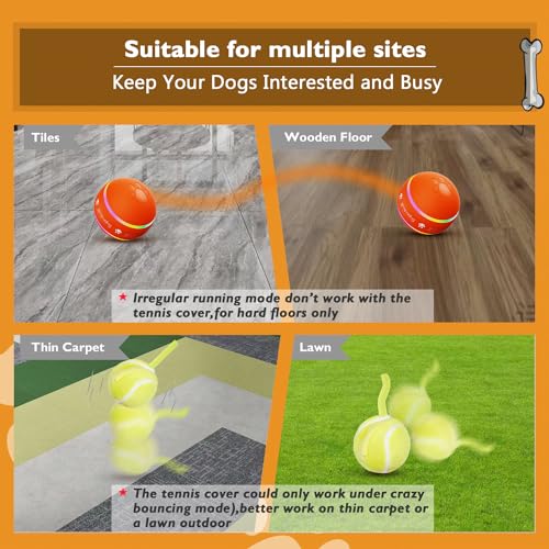 Interactive Dog Toys Dog Ball.[Newly Upgraded] Durable Motion Activated Automatic Rolling Ball Toys for/Small/Medium/Large Dogs.USB Rechargeable