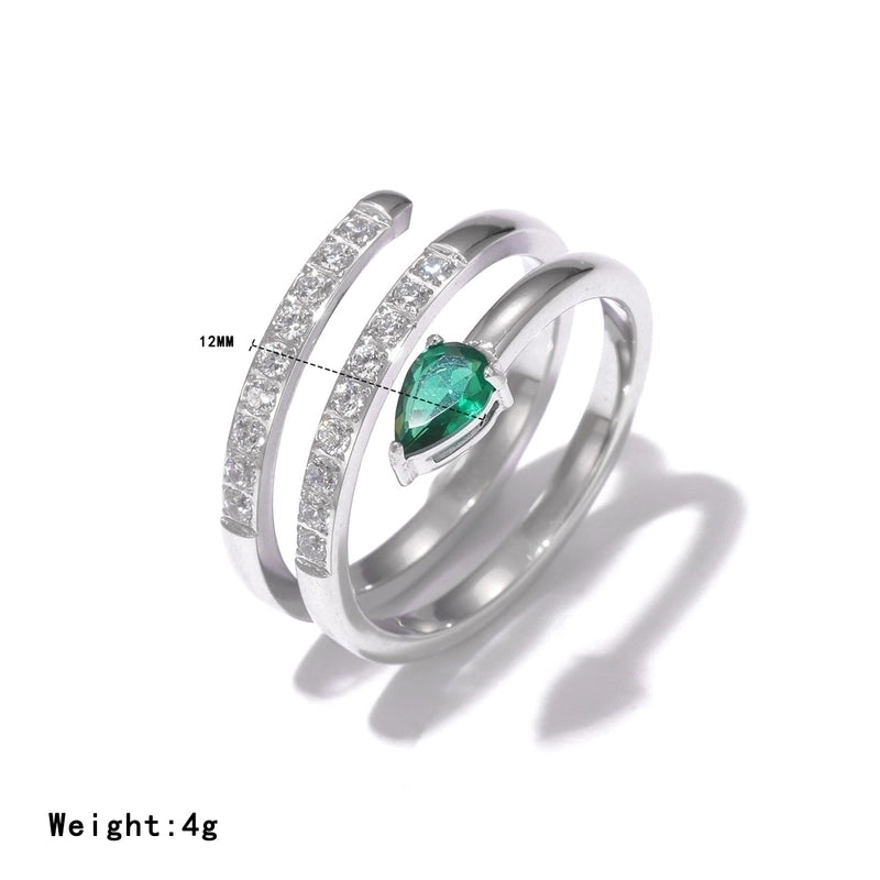 Exaggerated Luxurious Commute Snake 304 Stainless Steel Zircon White Gold Plated Gold Plated Inlay Rings