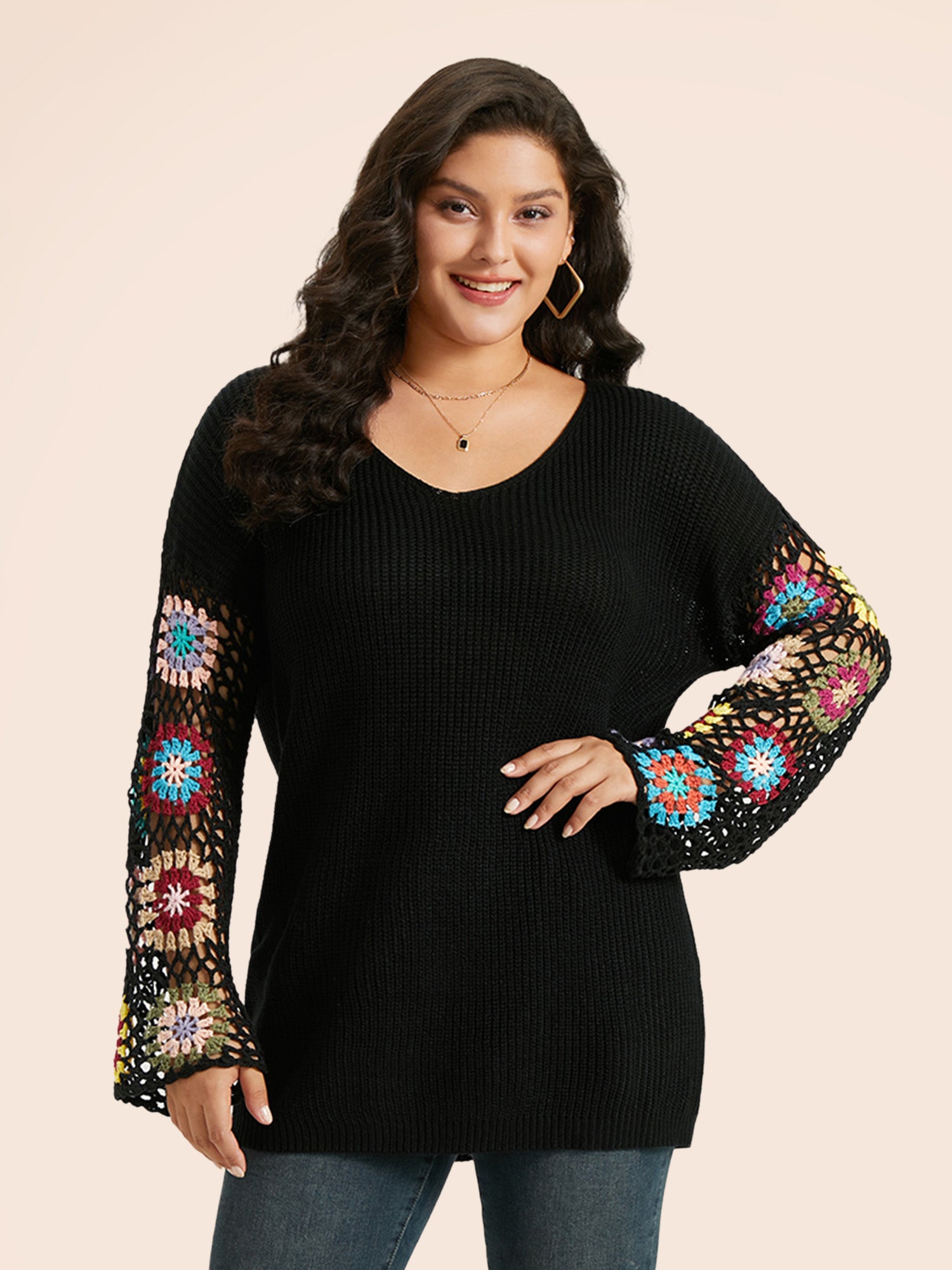 Floral Embroidered Hollow Out Pullover