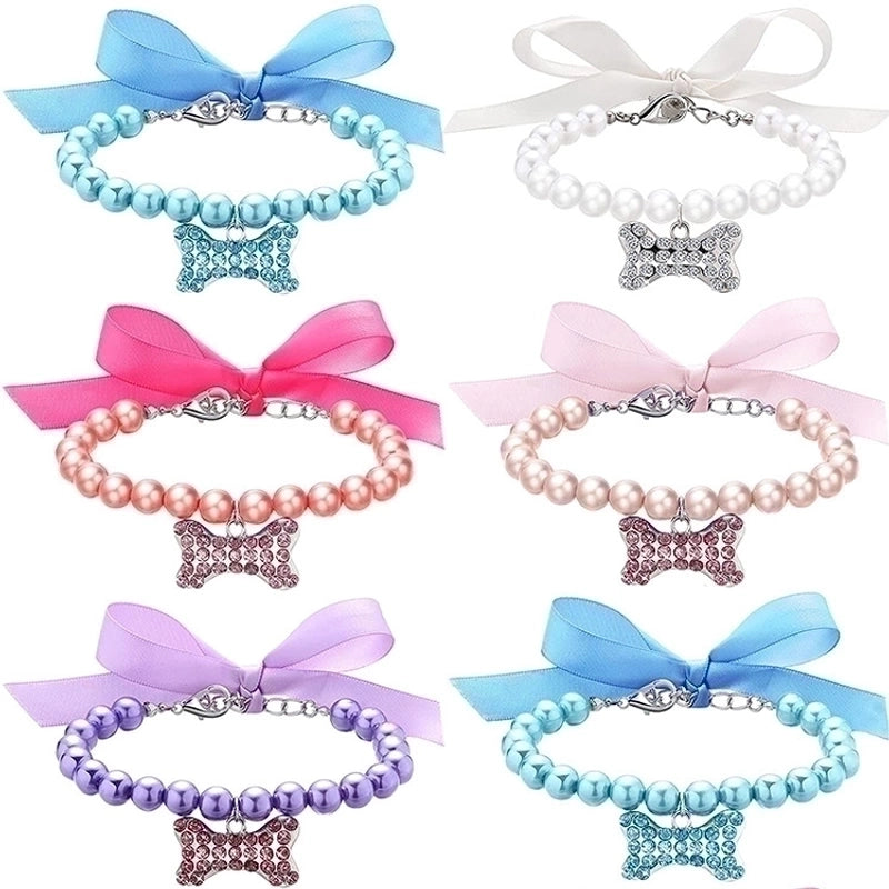 Cartoon Style Imitation Pearl Cloth Color Block Pet Accessories