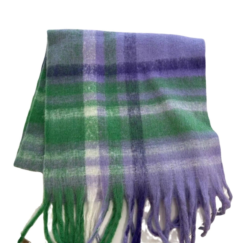 Women's Retro Sweet Plaid Polyester Tassel Scarf