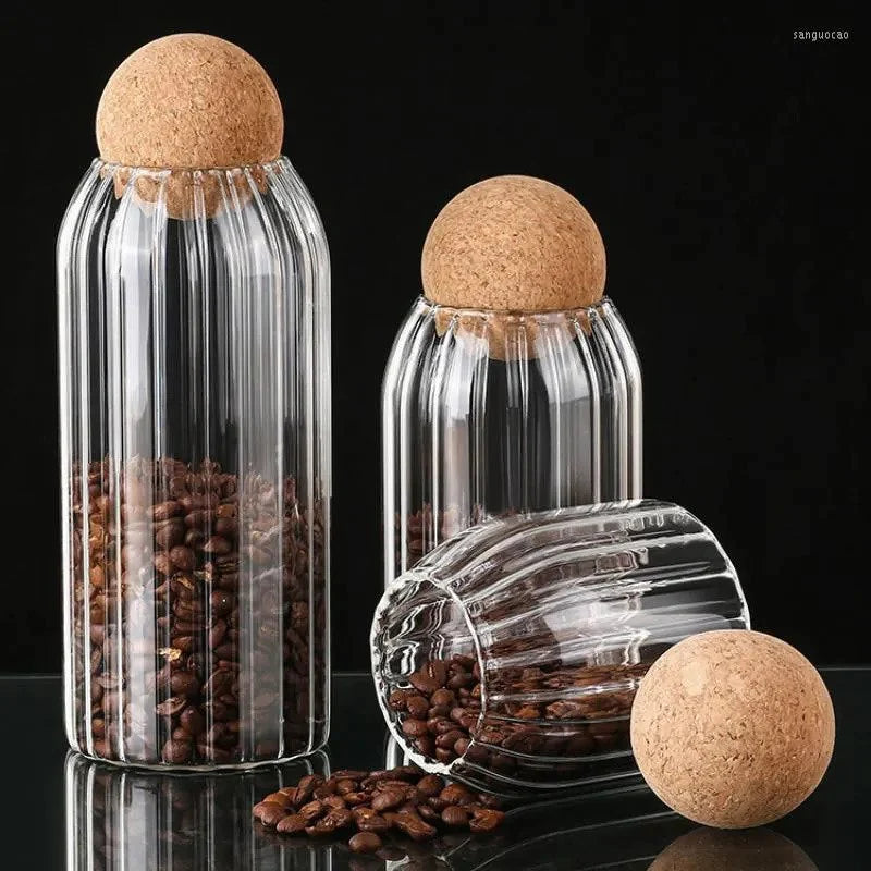 (Pack Of 3) Glass Jar With Round Ball Cork