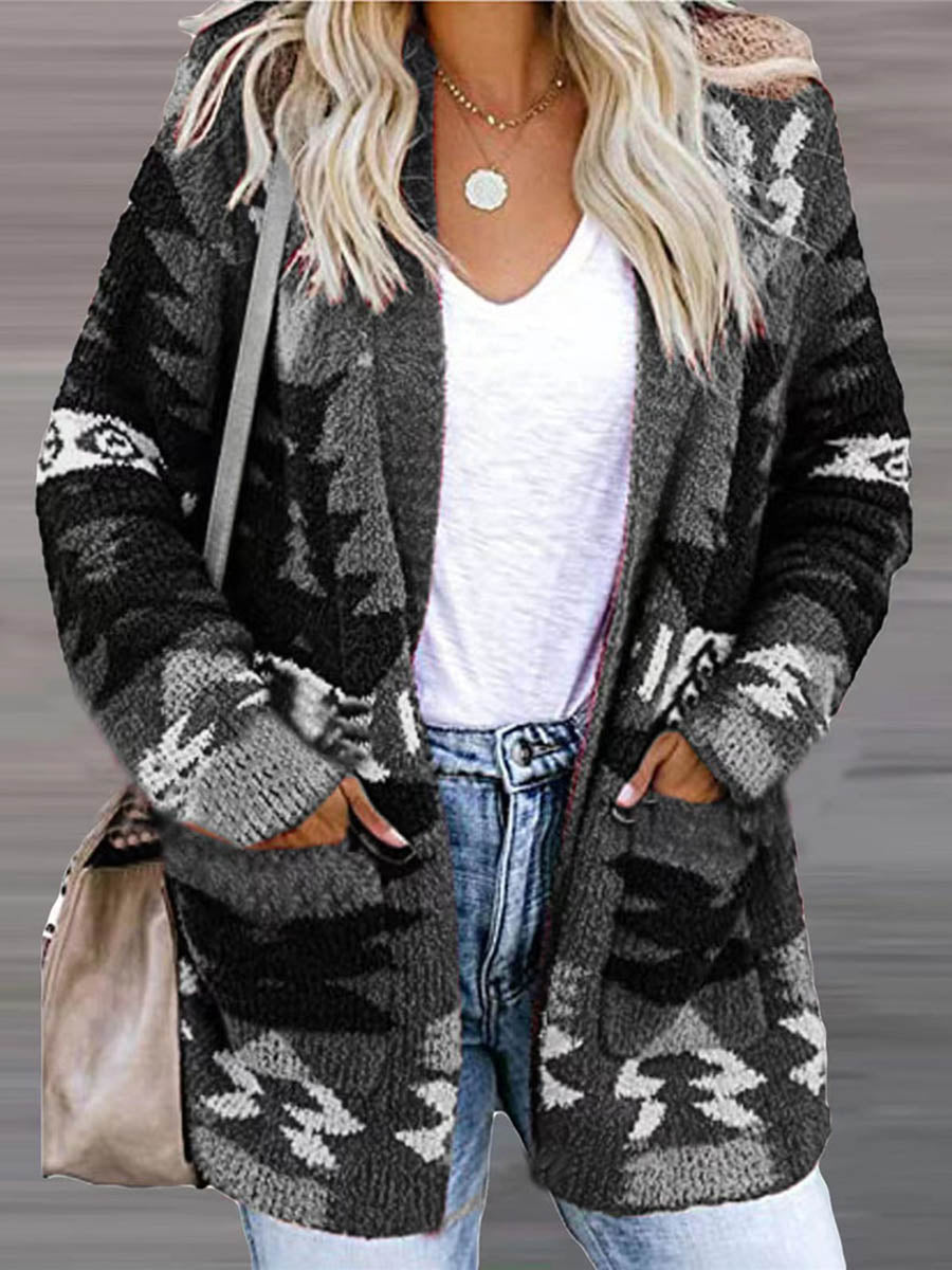 Casual Work Print Printing V Neck Cardigans(6 Colors)