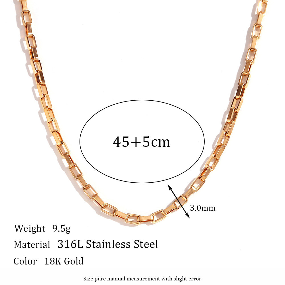 Minimalist Stripe Geometric Stainless Steel 18K Gold Plated Necklaces