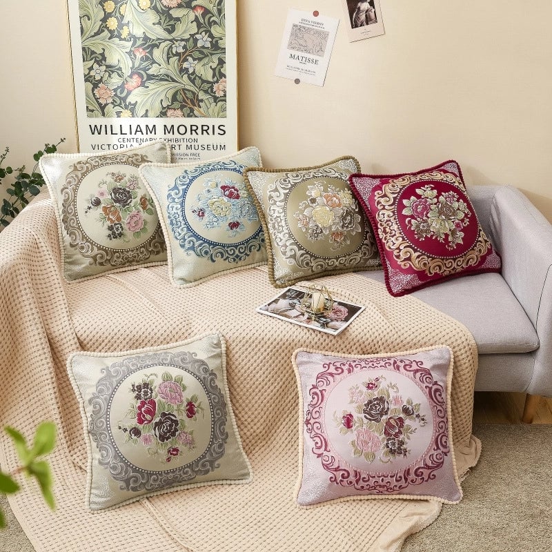 Elegant Classical Flower Polyester Throw Pillow Pillow Cases