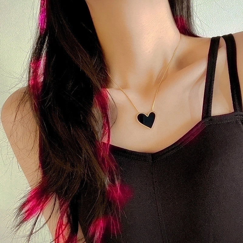 Princess Cute Minimalist Heart Shape Stainless Steel Plating Inlay Shell 18k Gold Plated Earrings Necklace