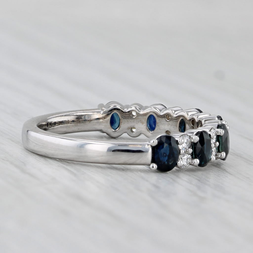2.05ctw Blue Sapphire Diamond Ring 14k White Gold Size 8.75 Stackable Wedding